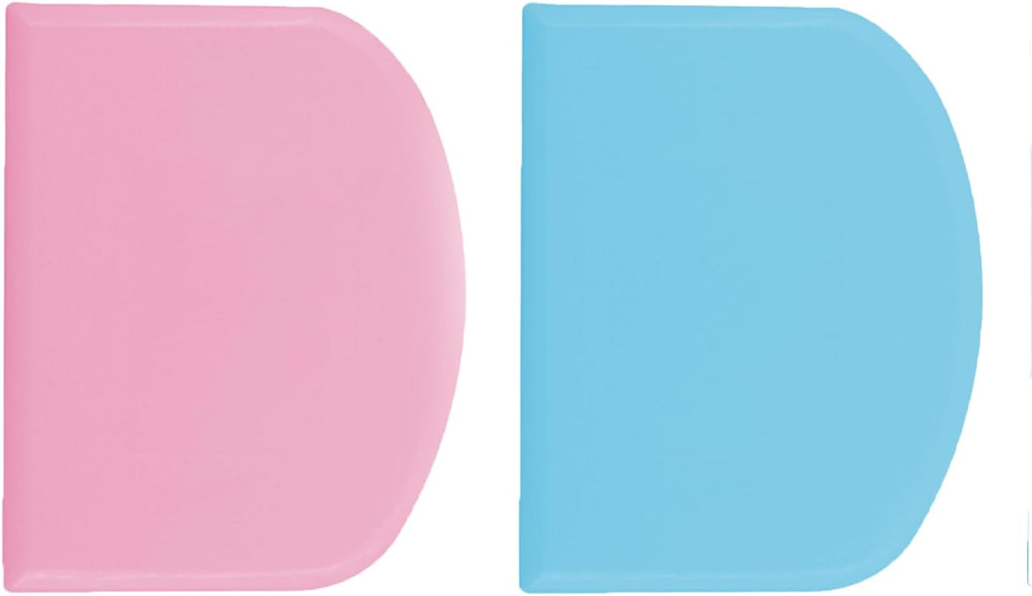 2 Pcs Dough Scraper Set, Flexible Plastic Bowl Scrapers, 4.6x3.65 Inch Sharp Edge Bench Scraper for Baking, Cake Decorating Tools (2, Green And White)