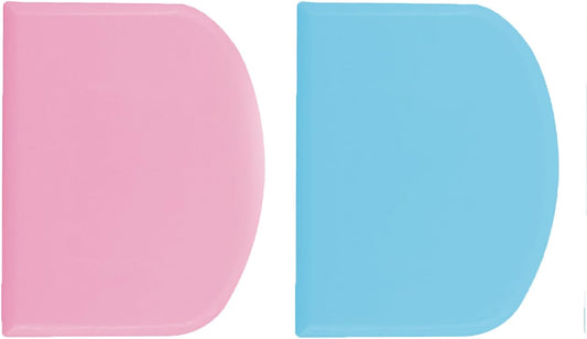 2 Pcs Dough Scraper Set, Flexible Plastic Bowl Scrapers, 4.6x3.65 Inch Sharp Edge Bench Scraper for Baking, Cake Decorating Tools (2, Green And White)