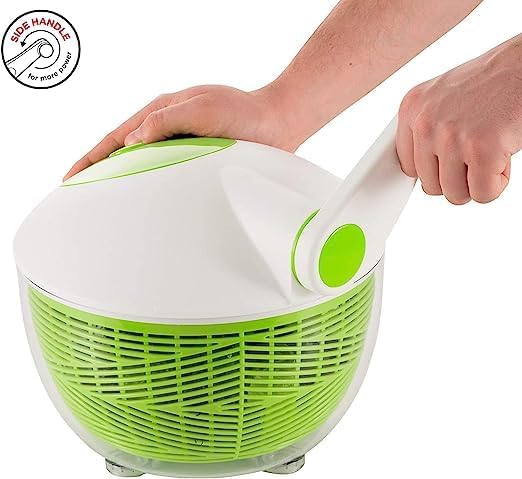 IBILI Small Salad Spinner for Fruit and Vegetables - 1.7-Quart Spinner for Washing and Drying, Compact Design with Brake Button for Quick Stop, Super-Fast Operation, Dishwasher Safe, Made in Spain