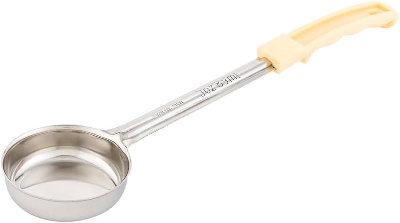 Restaurantware Met Lux 6 Ounce Portion Ladle 1 With Black Handle Portion Serving Spoon - Does Not Corrode Dishwashable Stainless Steel Portion Control Serving Utensil Multipurpose