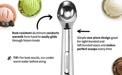Farberware Professional Ice Cream Scoop, Comfortable Handle, Heavy Duty, Professional Grade Scooper, Get Perfect Shape Scoops, Great for Spooning Frozen Hard Gelato and Sorbet, Cookie Dough, Melon