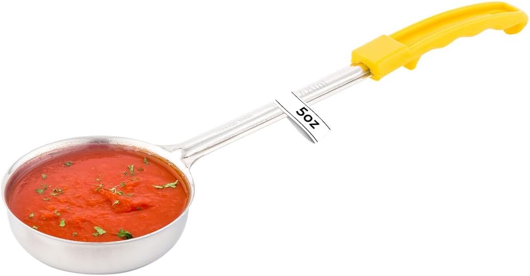 Restaurantware Met Lux 6 Ounce Portion Ladle 1 With Black Handle Portion Serving Spoon - Does Not Corrode Dishwashable Stainless Steel Portion Control Serving Utensil Multipurpose