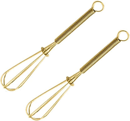 Stainless Steel Mini Whisk 2 Pcs, Small Wire Whisks Set with Wooden Handle, Kitchen Egg Beater Mini Hand Mixer for Cooking, 7.8inch