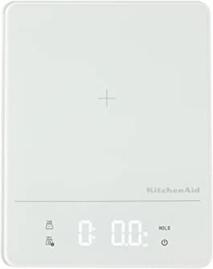 KitchenAid KQ913 Digital Waterproof (IPx7) Kitchen and Food Scale, LED readout, 11 Pound Max Capacity, White