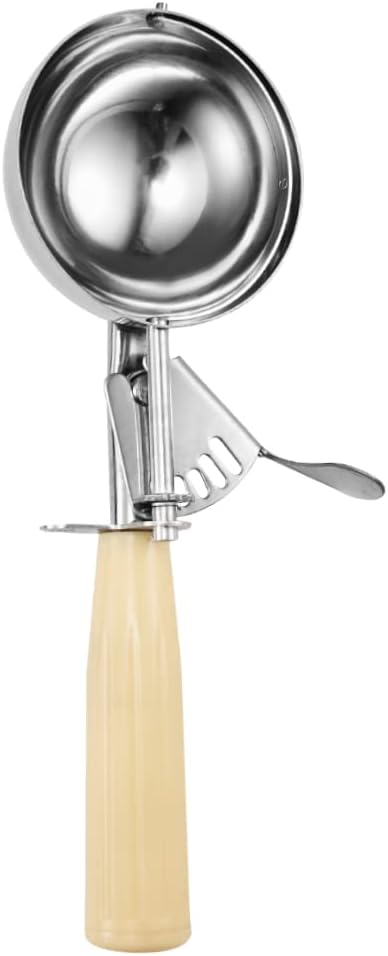 Saebye Portion Scoop - #8 (4 oz) - Disher, Large Ice Cream Scoop with Trigger, Cookie Scoop, Food Scoop, Muffin Scoop - Portion Control - 18/8 Stainless Steel, Grey Handle