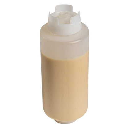 Restaurantware 16oz. FIFO Inverted Plastic Squeeze Bottle with Refill and Dispensing Lids - First In First Out - Perfect for Restaurants Catering and Food Trucks - 1ct box
