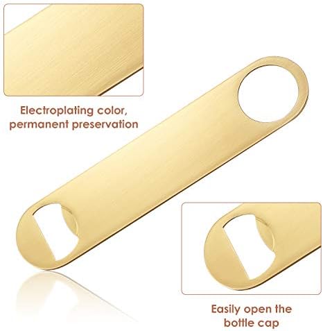 4 Pcs Heavy Duty Stainless Steel Flat Bottle Opener Bartender 7 Inch Solid Beer Opener for Bar Kitchen Wedding Birthday Party(Laser, Gradient Pink, Natural, Gold)