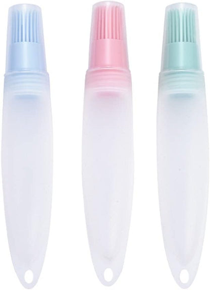 AKOAK 3 Pcs Barbecue Bottle Brush Pastries Applicator Tip Tail Home Pressing Silicone Bottle Kitchen Baking Tool for Cooking and Roasting with Silicone Bottle and Silicone Bottle Brush