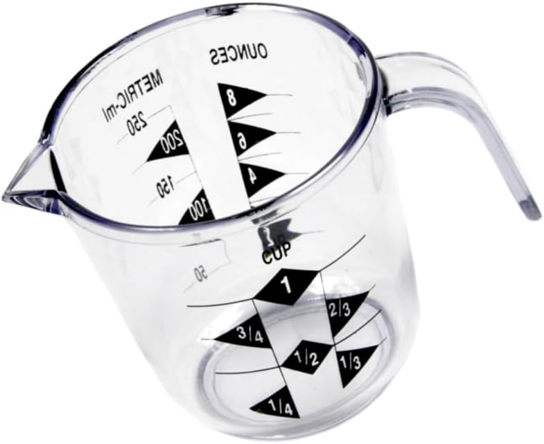 Rocky Mountain Goods 1 Cup Plastic Measuring Cup with Handle - Durable - Easy to Read - US and Metric - Dishwasher Safe - Great for Liquid, Rice, Coffee, Dog Food, Soap, Oil, and More