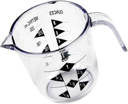 Rocky Mountain Goods 1 Cup Plastic Measuring Cup with Handle - Durable - Easy to Read - US and Metric - Dishwasher Safe - Great for Liquid, Rice, Coffee, Dog Food, Soap, Oil, and More