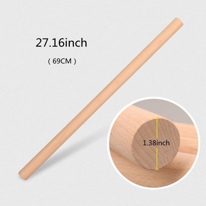 Long Rolling Pin， Baking Dough Roller for Pizza, Pie, Pasta, Bread, Pastry,Noodles(27.16×1.38inch/69×3.5cm)