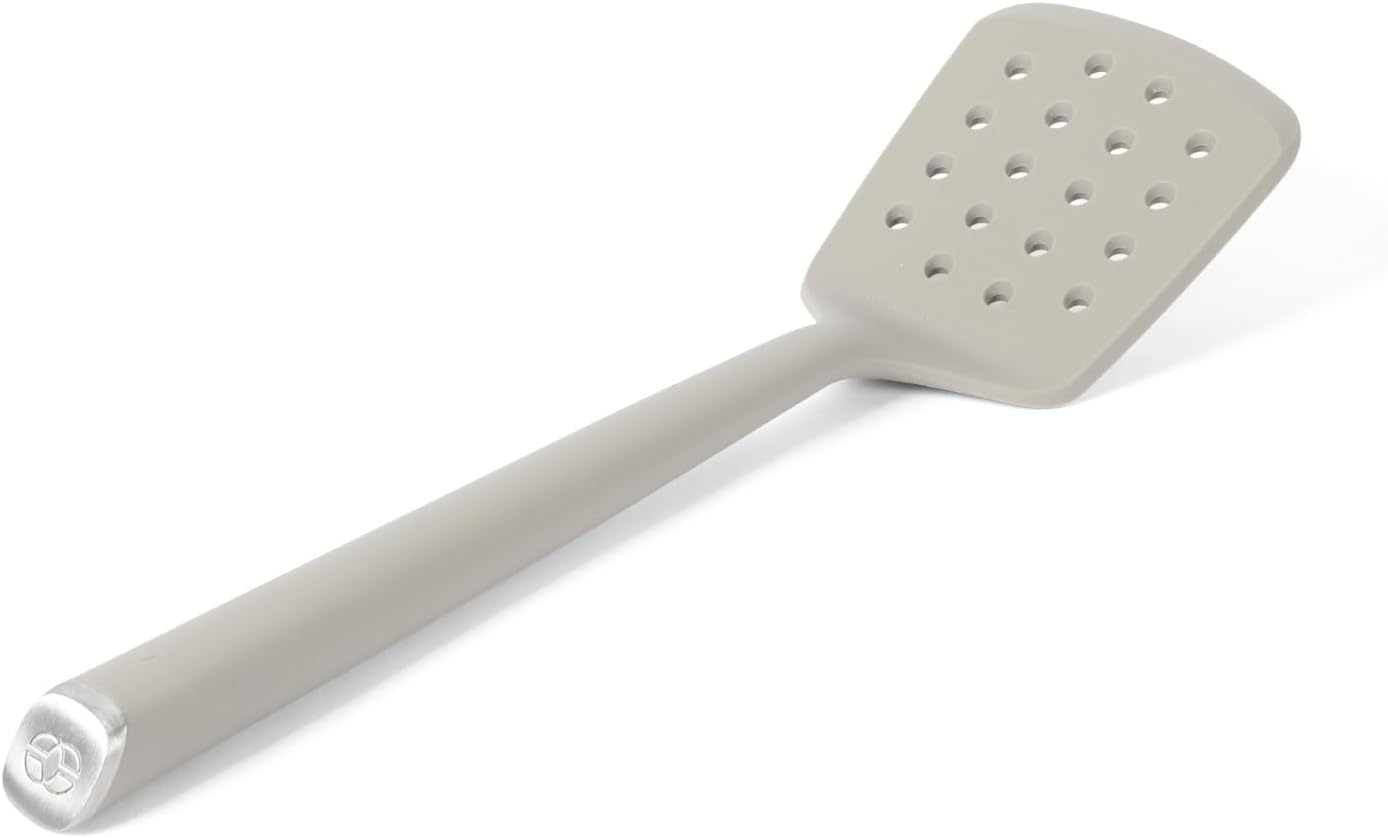 Calphalon Edge Silicone Slotted Turner, Flexible Silicone Slotted Spatula with Reinforced Core, Heat-Resistant Nonstick-Safe Turner for Draining, Navy