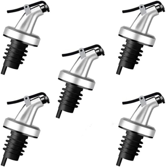 HORNO 5 Pack Oil Spouts, Olive Oil Vinegar Bottle Stopper Dispenser, Leakproof Bottle Spouts for Vinegar, Salad, Wine, Etc