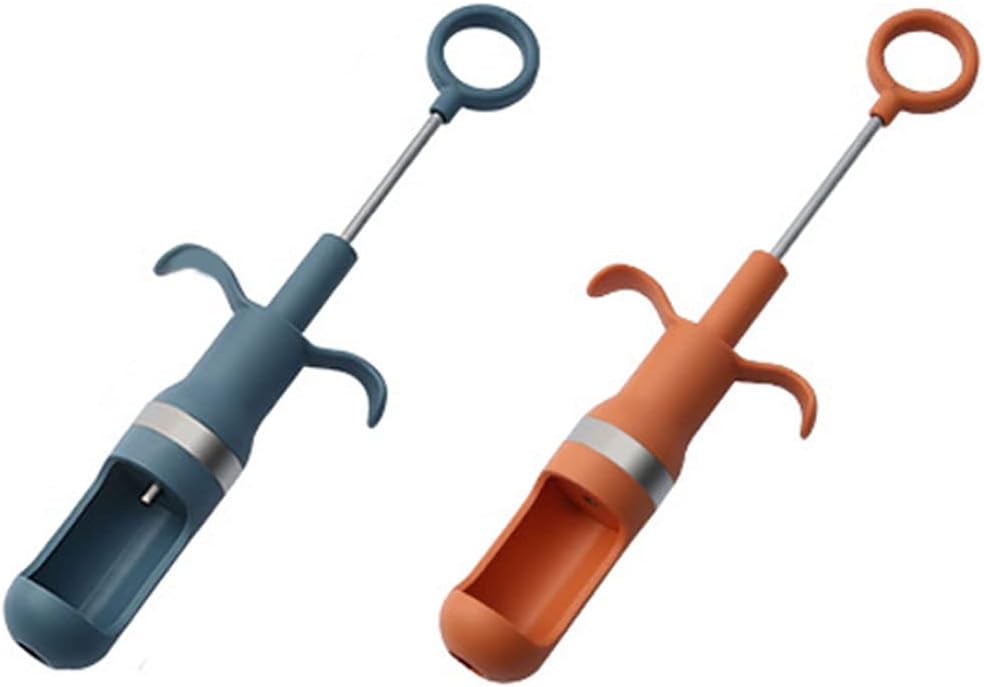 Khakho 2pcs Cherry Pitter, Cherry Corer, Fruit Core Pitter Remover, Portable, Orange-Blue, Plastic, Rubber Handle, Perfect for Red Dates, Hawthorn, Grape
