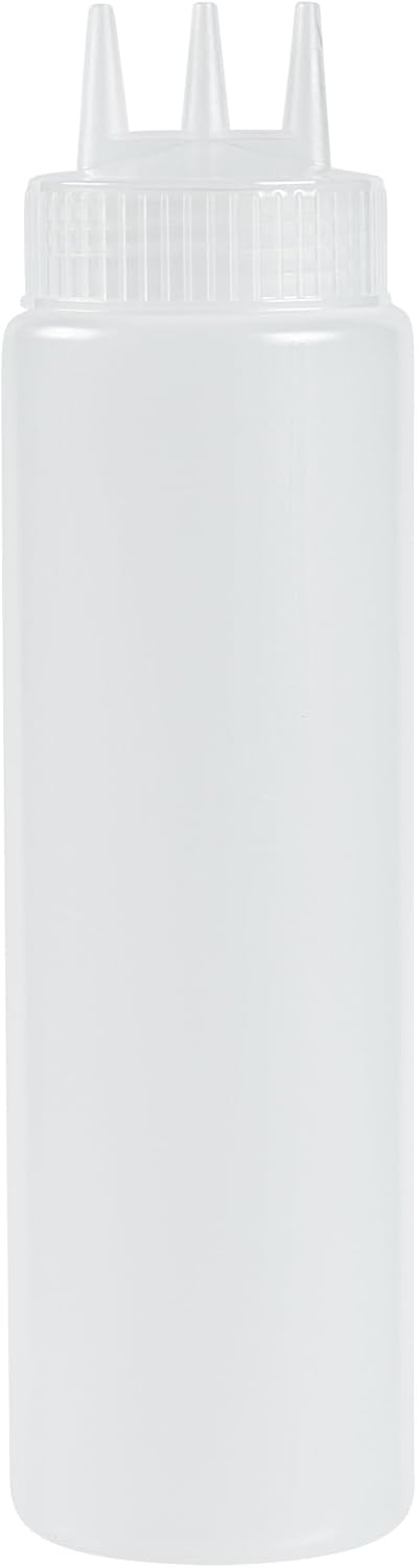 Restaurantware Plastic Squeeze Bottle 20 oz Refillable Condiment Bottle Large Valve Dishwashable Yellow Inverted Sauce Dispenser For Thick Condiments, Dressings, Batter, Sour Cream, And Syrups