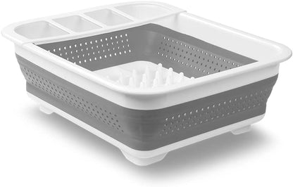 madesmart Collapsible Wash Basin, Foldable Sink Basin for Washing Dishes, Bowls, Cutlery & Produce, Space-Saving Pop-Up Design with Easy-Grip Handles, Portable Kitchen & Camping Basin, White