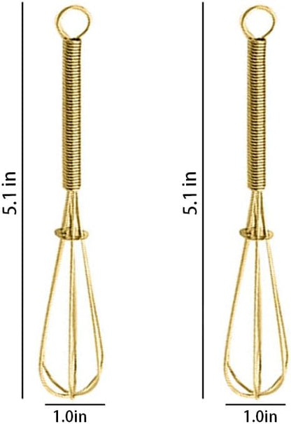 Stainless Steel Mini Whisk 2 Pcs, Small Wire Whisks Set with Wooden Handle, Kitchen Egg Beater Mini Hand Mixer for Cooking, 7.8inch