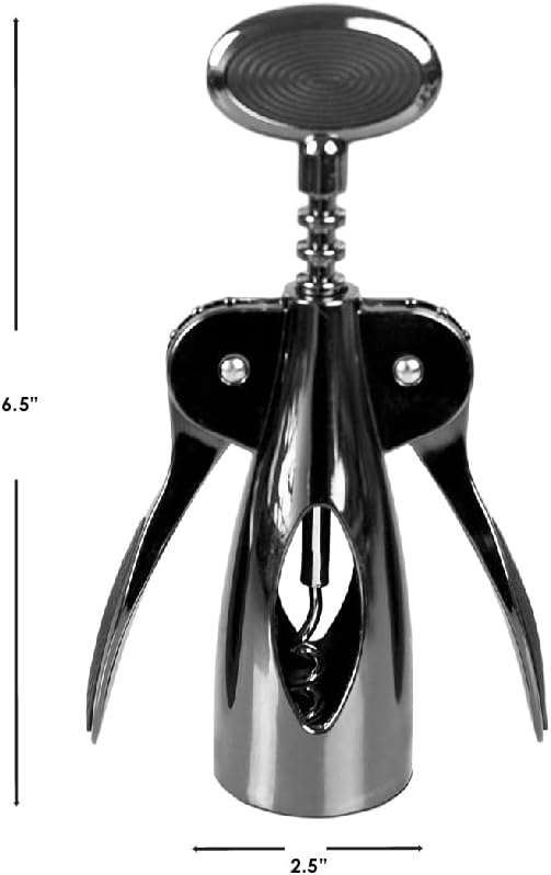 HomeBasics Wine Opener – Premium Zinc Plated Steel Wing Corkscrew – Black Onyx