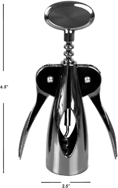 HomeBasics Wine Opener – Premium Zinc Plated Steel Wing Corkscrew – Black Onyx