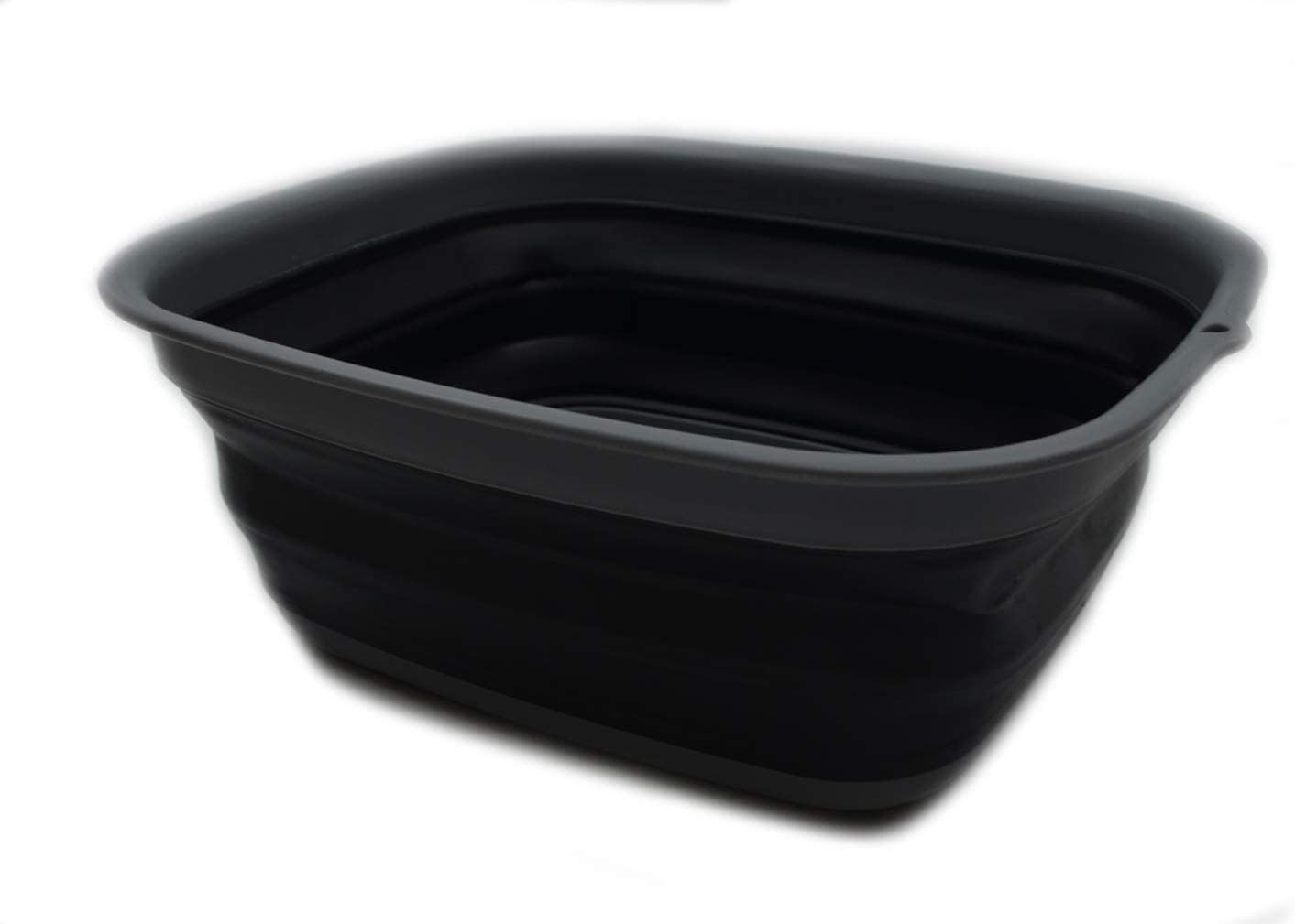 SAMMART 9.45L (2.5 Gallon) Collapsible Tub - Foldable Dish Tub - Portable Washing Basin - Space Saving Plastic Washtub (Grey, M)