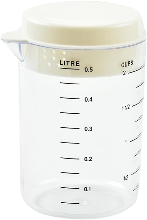 Plastic Measuring Cup With Splashproof Lid V-shaped Spout Mixing Pitcher Kitchen Baking Measuring Tool Easy To Pour Mixing Baking Utensil With Spout Lid Measures Lines