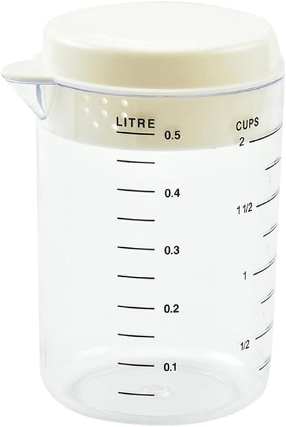 Plastic Measuring Cup With Splashproof Lid V-shaped Spout Mixing Pitcher Kitchen Baking Measuring Tool Easy To Pour Mixing Baking Utensil With Spout Lid Measures Lines