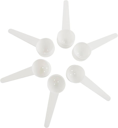 6 Pack Plastic Scoops, 20ml Measuring Spoon with Bottom Hole, Scoop Spoon for Coffee, Protein, Milk Powder (Pink)