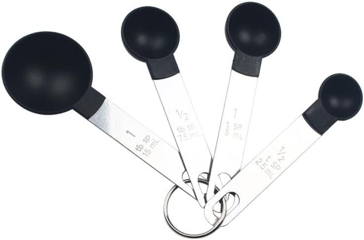 Plastic Measuring Cup & Spoon Set – 8-Piece with Stainless Steel Handles, Stackable, for Baking & Cooking