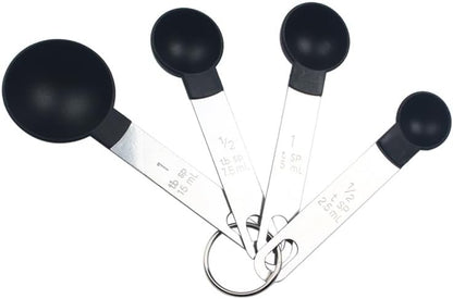 Plastic Measuring Cup & Spoon Set – 8-Piece with Stainless Steel Handles, Stackable, for Baking & Cooking