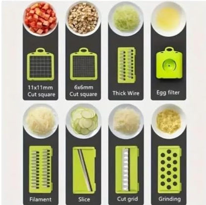 16-in-1 Vegetable Chopper and Slicer Set ? Multifunctional Food Chopper with Onion Dicer, Spiralizer, Graters, Egg Separator, Onion Holder & 7 Interchangeable Blades ? Veggie & Fruit Cutter