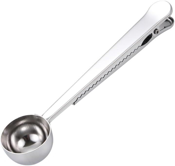 Coffee Scoop, Stainless Steel Silver Multi Function Measuring Spoon, Great Measuring Coffee, Tea, Protein Powder, Instant Drinks, Perfect Coffee Spoon Bag Clip