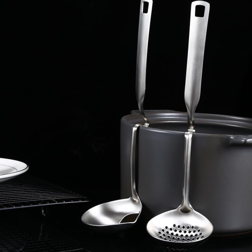 Unomor Stainless Steel Oil Filter Spoon Long Handle Grease Separator Cooking Oil Strainer Soup Ladle Kitchen Gadget