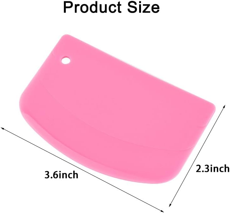 5 Pack Dough Scraper, 5.3 x 3.6 Inch Plastic Bench Scraper, Bowl Spatula, Kitchen Pastry Cutter Tool for Bread Dough, Pastry, Pizza, Baking Cake (Multicolor)