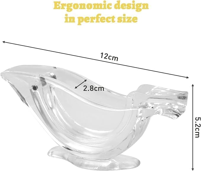 2Pcs Manual Lemon Juicer, Acrylic Manual Lemon Slice Squeezer, Portable Transparent Fruit Juicer, Elegance Bird Shape, Hand Juicer for Orange Lime Pomegranate