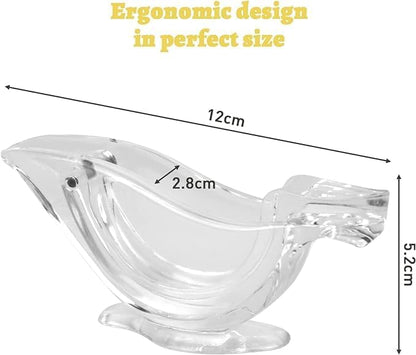 2Pcs Manual Lemon Juicer, Acrylic Manual Lemon Slice Squeezer, Portable Transparent Fruit Juicer, Elegance Bird Shape, Hand Juicer for Orange Lime Pomegranate