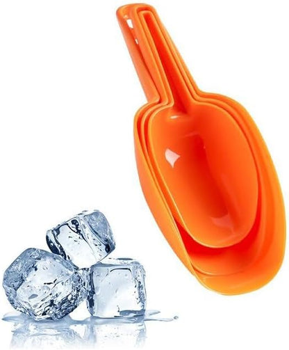 Set of 3 Ice Scoop, Plastic Kitchen Ice Scoop for Canisters or Ice Maker, Food Scoops for Canisters, Freezer, Flour, Dry Foods, Coffee Beans, Pop Corn, Pet Dog Cat Food (Blue)