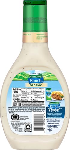 Hidden Valley Original Ranch Organic Salad Dressing & Topping, Gluten Free - 16 Ounce Bottle (Package May Vary)