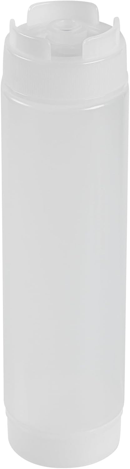 Restaurantware Plastic Squeeze Bottle 16 oz Refillable Condiment Bottle Large Valve Dishwashable Clear Inverted Sauce Dispenser For Thick Condiments, Dressings, Batter, Sour Cream, And Syrups