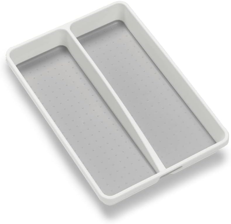 madesmart Premium Small Utensil Tray, Deep Storage for Ladles, Whisks & Serving Tools, Non Slip Lining, for Drawers & Home Organization, White