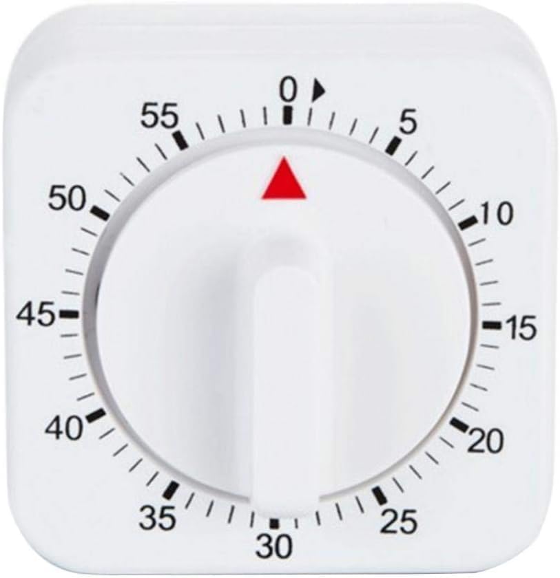 White Timer, 60 Minutes Kitchen Cook Square Timer Mechanical Countdown Alarm Clock Reminder, Thermometers and Timers