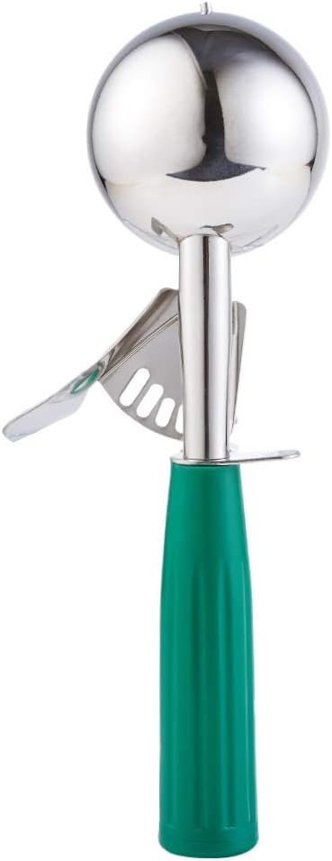 Saebye Portion Scoop - #8 (4 oz) - Disher, Large Ice Cream Scoop with Trigger, Cookie Scoop, Food Scoop, Muffin Scoop - Portion Control - 18/8 Stainless Steel, Grey Handle