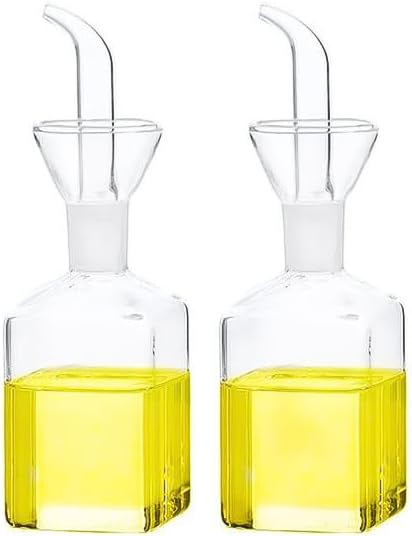 Olive Oil Pourer Olive Oil Vinegar Cooking Wine cotainer Salad Dressing Glass, Oil Bottle Vinaigrette Dispenser Drizzle Cruet 17oz Glass Oil Bottle for Kitchen