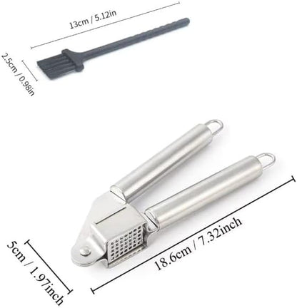 Stainless Steel Garlic Press – Durable Manual Crusher, Easy to Use and Easy to Clean for Kitchen