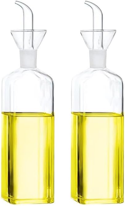 Olive Oil Pourer Olive Oil Vinegar Cooking Wine cotainer Salad Dressing Glass, Oil Bottle Vinaigrette Dispenser Drizzle Cruet 17oz Glass Oil Bottle for Kitchen