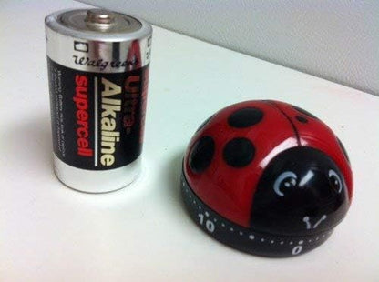Kikkerland Ladybug Kitchen Timer, Red (KT21-A), 5.7 x 5.7 x 4.4 cm