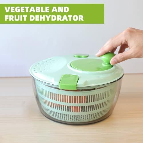 Salad & Lettuce Spinner,Large 4.2L - Quick Dry Fruit & Vegetable Washer with Locking Lid,Ergonomic Handle,BPA-Free (Green),Easy for Salads and Faster Food Prep