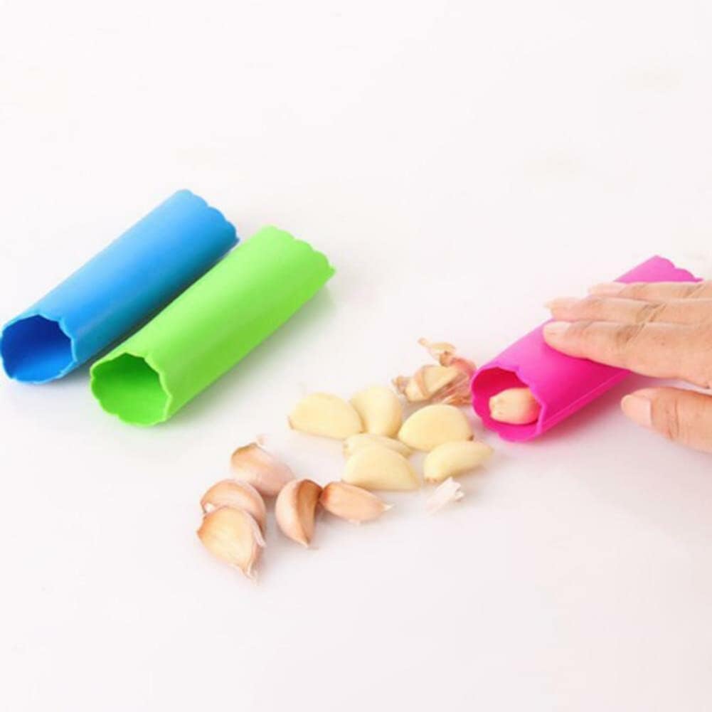 3pcs Silicone Garlic Cloves Peeler Skin Remover Press Roller Kitchen Tool Random Color