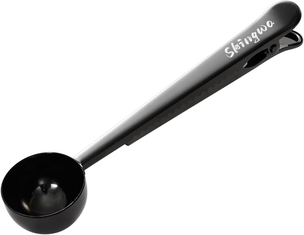 Coffee Scoop with Bag Clip, Multi-Function Milk Powder Measuring Spoon, 20ml (Black)