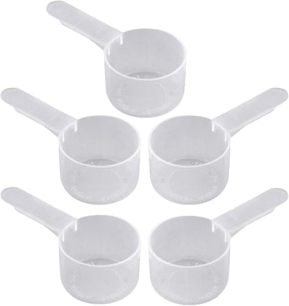 25 mL (25 cc / 5 tsp / 0.85 oz) Plastic Measuring Scoop with Medium Handle - Small Portion Scoop for Spices, Powders, Granules, Coffee, and Seed Packing (5)