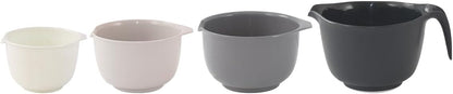 Glad Mixing Bowls with Pour Spout, Set of 4 - Nesting Plastic Bowls (1.2qt, 1.9qt, 2.8qt, and 3qt with Handle) - Non Slip Base, Dishwasher Safe Kitchen Cooking and Baking Supplies, Grey